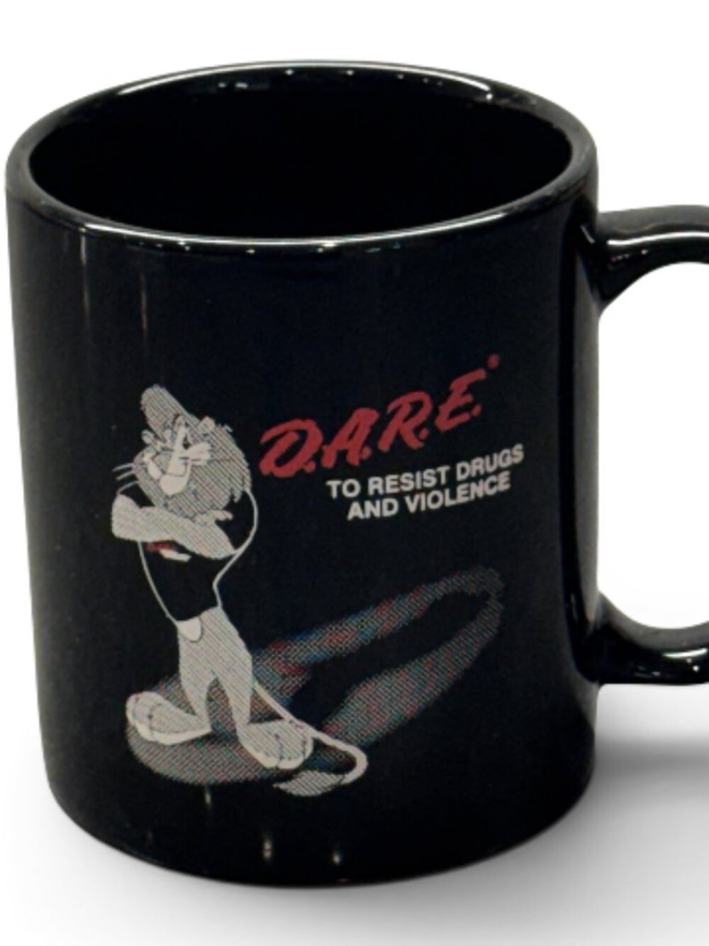 Vintage 90s DARE To Resist Drugs and Violence Daren Lion Black Coffee Mug